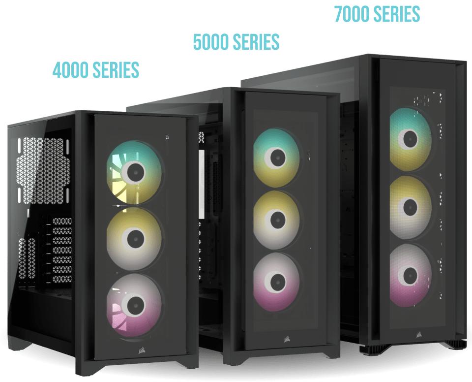 4000, 5000, and 7000 series cases next to eachother