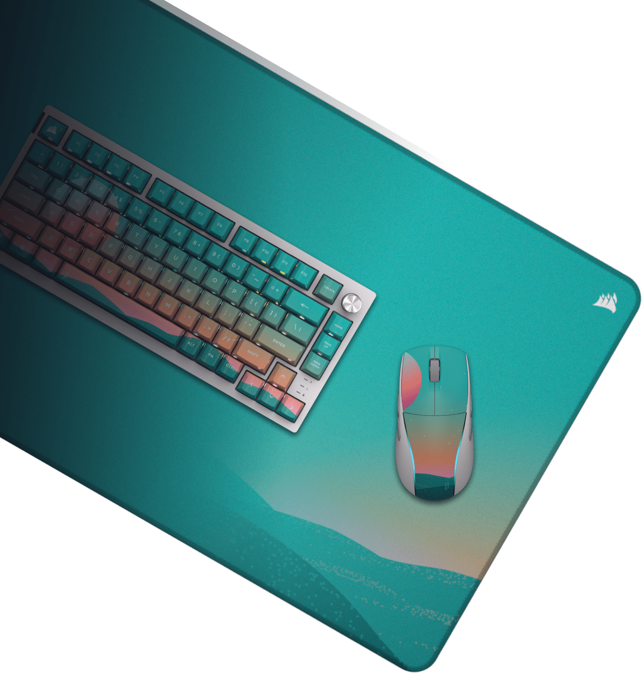 Corsair dreamscape bundle template showcasing the K65 keyboard with the M75 mouse and the MM350 2XL Entended Mouse Pad